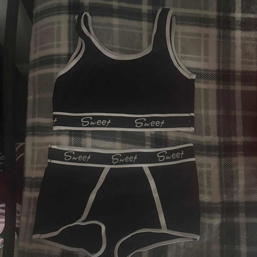 Black Sports Bra and Brief Set